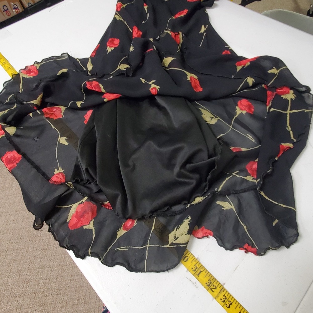 Betsey Johnson Vtg Dark Romantic Whimsigoth Y2K Fairy Dress Size 6 Rose Ruffle - Picture 8 of 16